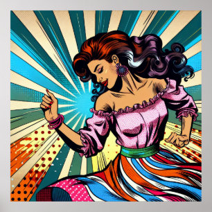 Hübsche Frauentänzerin Salsa Pop Art Poster