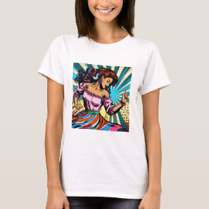 Hübsche Frauentänzerin Salsa Pop Art T-Shirt