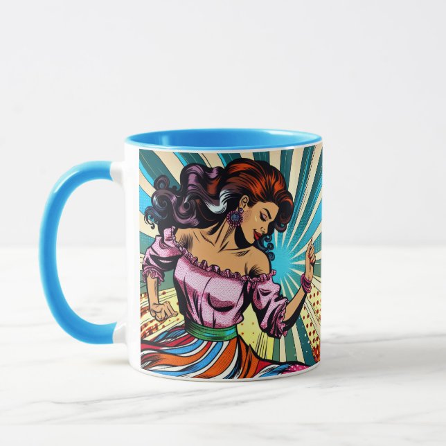 Hübsche Frauentänzerin Salsa Pop Art Tasse (Links)