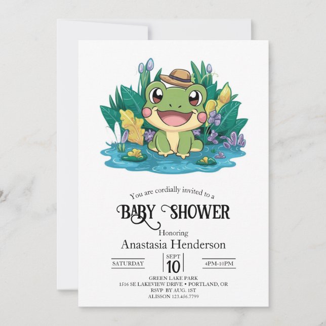 Hübsche Frog Baby Dusche Einladung (Vorderseite)