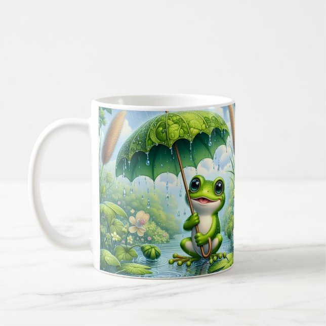 Hübsche Frosch-Regenschirm-Kaffeetassen-Wrap | Reg Kaffeetasse (Links)