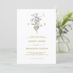 Hübsche Frühjahrs-Wildblume Meadow Gold-Hochzeit Einladung