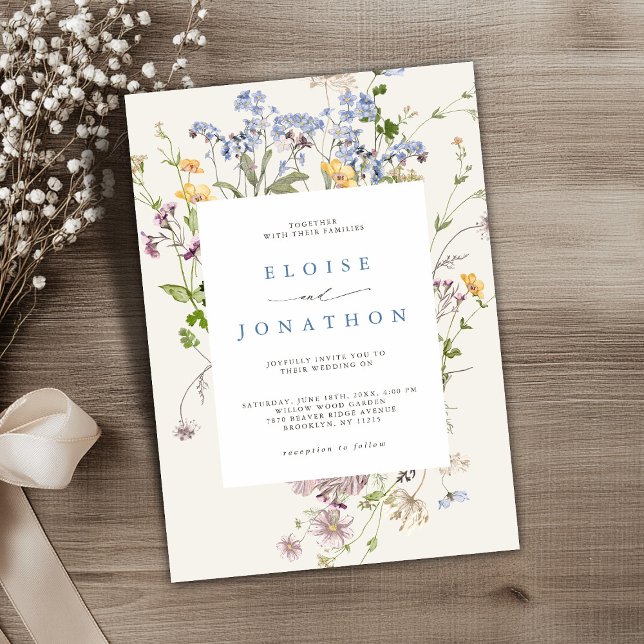 Hübsche Frühjahrsfeier Wildblume Wiesen-Garten Hoc Einladung (Pretty Spring Wildflower Meadow Garden Wedding Invitation)