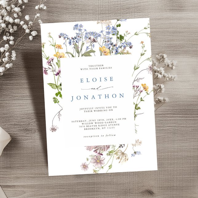 Hübsche Frühjahrsfeier Wildblume Wiesen-Garten Hoc Einladung (Pretty Spring Wildflower Meadow Garden Wedding Invitation)