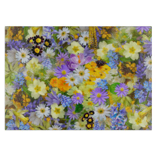 Hübsche Frühlings-Blumen-Collage Schneidebrett