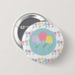 Hübsche Frühlings-Tulpen Pastell-Blumen Geburtstag Button