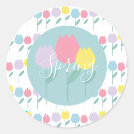 Hübsche Frühlings-Tulpen Pastell-Blumen Geburtstag Runder Aufkleber