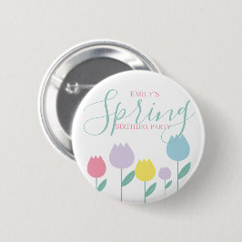 Hübsche Frühlings-Tulpen Pastell Florale Geburtsta Button