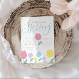 Hübsche Frühlings-Tulpen Pastell Florale Geburtsta Einladung