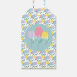 Hübsche Frühlings-Tulpen Pastell Florale Geburtsta Geschenkanhänger