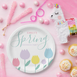 Hübsche Frühlings-Tulpen Pastell Florale Geburtsta Pappteller