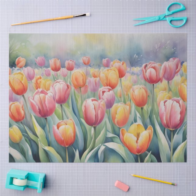 Hübsche Frühlings-Tulpen Seidenpapier (Basteln)