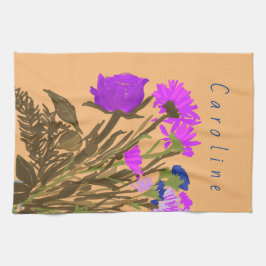 Hübsche Frühlingsblumen und Individuelle Name Geschirrtuch