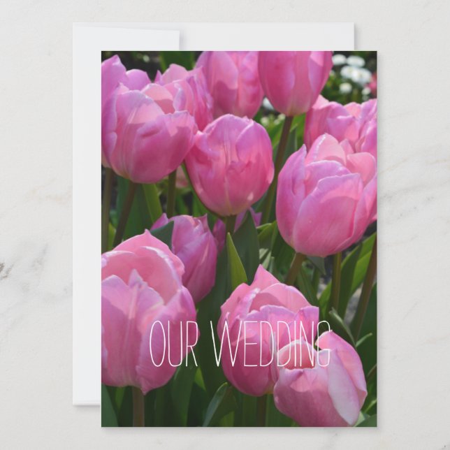 Hübsche Frühlingspinke Tulpe Blume Christlich Hoch Einladung (Rückseite)