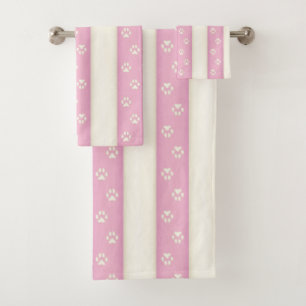 Hübsche Gaben auf Pink und Weiß Streifen Badhandtuch Set
