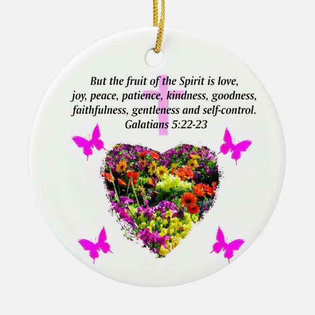 HÜBSCHE GALATIANFRÜCHTE DES SPIRITTES KERAMIKORNAMENT (Vorne)