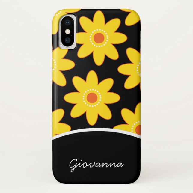 Hübsche Gänseblümchen-personalisierter Case-Mate iPhone Hülle (Rückseite)