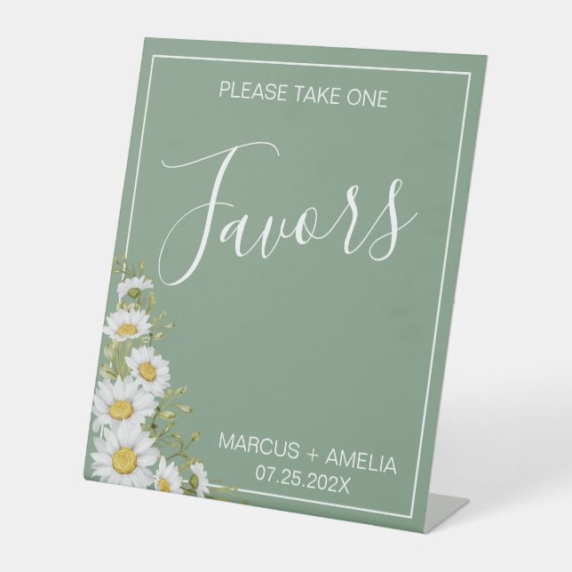 Hübsche Gastgeschenke Hochzeiten von Basil Green & Sockelschild (Vorderseite)