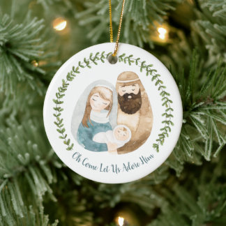 Hübsche Geburt Lasse uns Adore Ihm Keramik Ornament