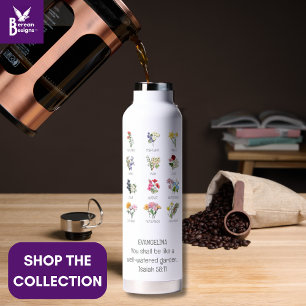 Hübsche GEBURTSMONATLICHE BLUME Christliche Bibelv Trinkflasche