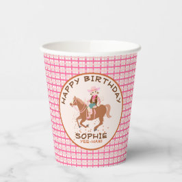 Hübsche Geburtstagsparty von Cowgirl und Pferd Pappbecher