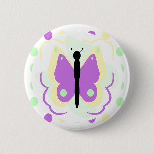 Hübsche Gelb- und Lila Schmetterlingstaste Button