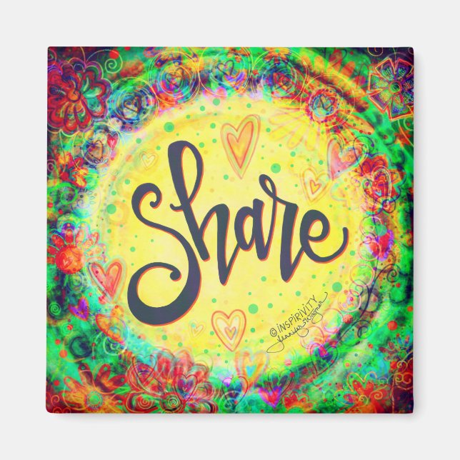 Hübsche gelbe florale Trendy Inspiration teilen Magnet (Vorne)