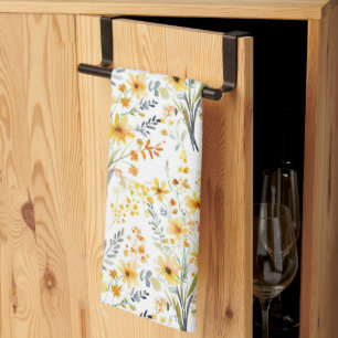 Hübsche gelbe Frühlingswildblumen Geschirrtuch