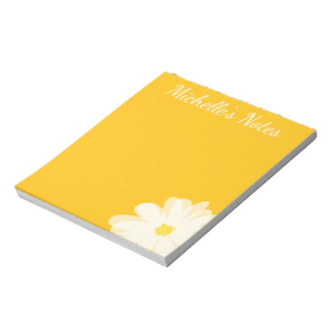 Hübsche gelbe Gänseblümchen-Blume personalisierter Notizblock (Rotiert)