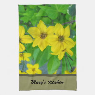 hübsche gelbe Gartenblumen, floral Küchentuch
