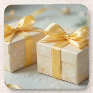 hübsche gelbe Geschenkbox Getränkeuntersetzer