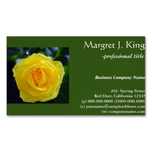 Hübsche, gelbe, rosa Blume grüne Visitenkarten. Magnetische Visitenkarte