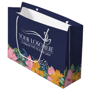 Hübsche gelbe rosa Blumen Ihr Firmenlogo Große Geschenktüte