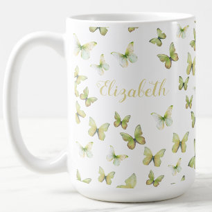 Hübsche gelbe Schmetterlinge Personalisierte Tasse