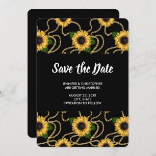 Hübsche Gelbe Sonnenblumen Stilvolle Pattern Hochz Save The Date