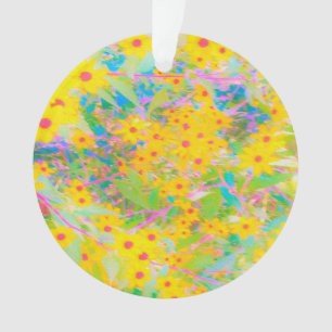 Hübsche gelbe und rote Blumen mit Türkis Ornament
