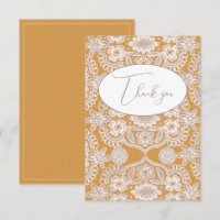 Hübsche gelbe Vintage-Spitzen-Flat-Thank-you-Karte