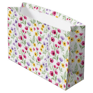Hübsche gelbe, violette, rosa florale Wasserfarbe Große Geschenktüte