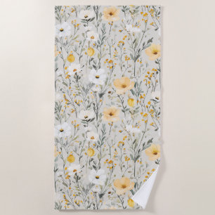 Hübsche gelbe weiße Blumen   Strandtuch