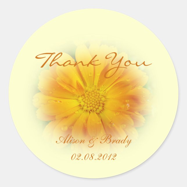 hübsche Gelbfärbung Blume Runder Aufkleber (Vorderseite)