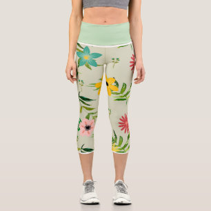Hübsche gemischte Blume und Farben Capri Leggings