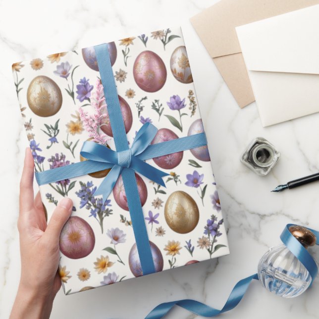 Hübsche Gemusterte Frühlingszeit Farbige Ostereier Geschenkpapier (Schenken)