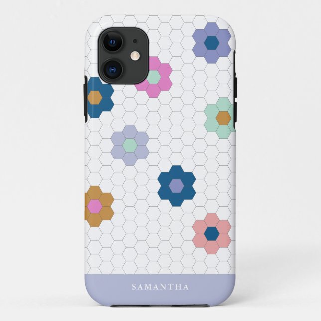 Hübsche geometrische Hexagon-Blume in Lilac Case-Mate iPhone Hülle (Rückseite)