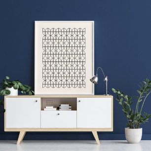 Hübsche geometrische Linienarbeit in Schwarz und C Poster