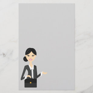 Hübsche Geschäftsfrau-Illustration mit schwarzen H Briefpapier