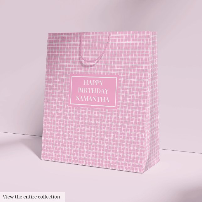 Hübsche Geschenktüte Rosa Karo Benutzername Akzent (Von Creator hochgeladen)