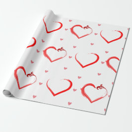 Hübsche gestrichene Herzen am weißen Valentinstag Geschenkpapier