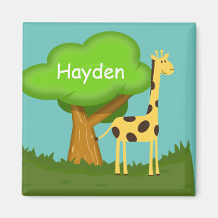 Hübsche Giraffe und Baum Kunst Personalisiert Farb Magnet