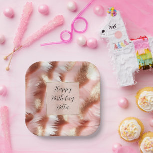 Hübsche Girl-Rose Pappteller