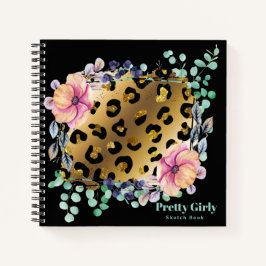 Hübsche Girly Animal Print Gold Glitzer Zeichnend Notizbuch
